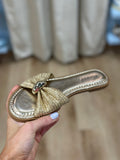 Bamboo Ruffled Band Sandal Gold Raffia