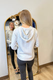 Charlie B Metallic Knit Hoodie Silver