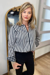 Foxcroft Agnes Stripe Black