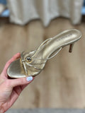 Fifi Minimal Strap Kitten Heel Sandals Gold