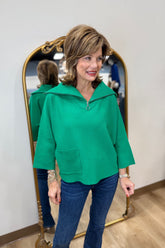 APNY Half Zip Pullover Emerald Green