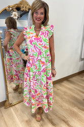 Mud Pie Adair Tiered Maxi Dress Pink