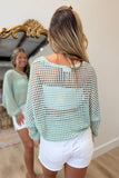 Chilly Summer Nights Open Knit Top Sage