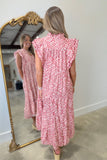 Umgee Rose Swirls Scalloped Midi Dress