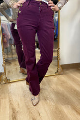 Charlie B Flare Leg Pant Berry