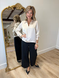 Foxcroft Talia Champagne Polo Blouse