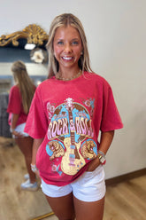 World Tour Rock & Roll 1976 Graphic Top Red