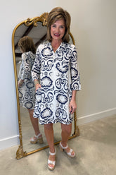 Charlie B 3/4 Sleeve Henley Dress Ornament