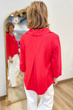 Claire Split Neck Blouse Red