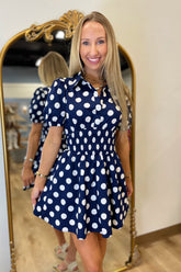Polka Dot Puff Mini Dress