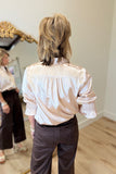 Boho Chic Textured Blouse Taupe