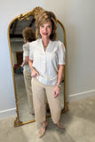 Charlie B Yarn Dye Strip Blouse Fog