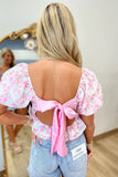 Petal Puff Crop Top Pink