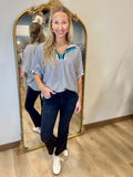Breezy Stripe Boxy Top Black