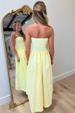 Strapless Statement Midi Dress Yellow