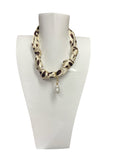 Scarf Charm Necklace Cream Pearl