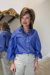 APNY 3/4 Bell Sleeve Blouse Blue