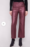 Charlie B Metallic Wax Flared Pants Cabernet