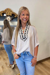 Barely Wild Leopard Top Taupe