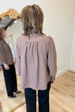 Umgee Wide Open Collar Top Mocha
