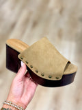 ShuShop Platform Mule Camel Suede