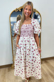 Rosy Darling Smocked Bodice Dress Ivory