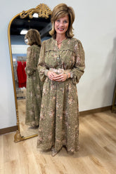 Timeless Smocked Maxi Olive