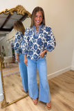 Honor Roll Blue Print Blouse