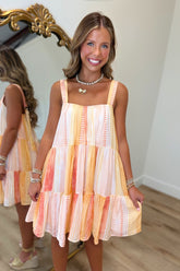 Coral Strovia Tiered Dress
