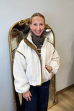 Elan Sherpa Bomber Jacket Cream