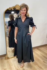 Erin Puff Sleeve Midi Dress Black