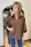 Umgee Textured Blouse Brown