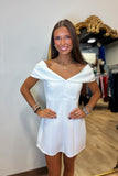 High Class Off the Shoulder Scuba Dress White