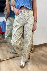 Ditsy Flower Barrel Leg Pants