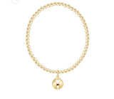 E Newton Classic Gold Bead Bracelet w Gold Bead Charm