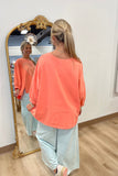Jealous Heart LS Top Coral