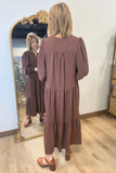 Umgee Tiered Midi Dress Brown