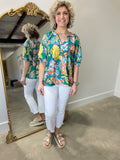 Umgee Neon Paisley Blouse Teal