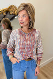 Charlie B V Neck Sweater Rosebud