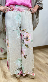 Tempo Paris Floral Palazo Pants Beige