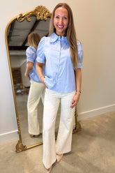Sailor’s Frill Ruffle Collar Top Blue