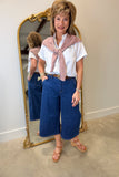 Charlie B Cropped Denim Palazzo Pants Indigo