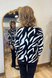 Charlie B Mock Neck All Over Jacquard Sweater Zebra