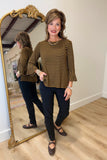 Multiples 3/4 Flounce Sleeve Top Walnut