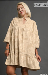 Umgee Jacquard Dress Oatmeal