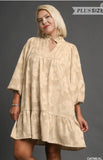 Umgee Jacquard Dress Oatmeal