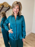 Foxcroft Bianca LS Piping Blouse Emerald