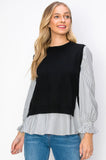 Joh Winona Woven Shirt w Sweater Black