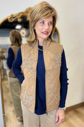 Charlie B Quilted Vest Khaki