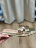 Kendra Slide Sandals Cutout H-Band Gold